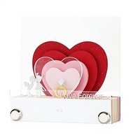 Bloc-notes romantique en acrylique/papier en forme de cœur 3D, thème amour, sculpture en papier 3D, bloc-notes créatif pour la Saint-Valentin, Tanabata