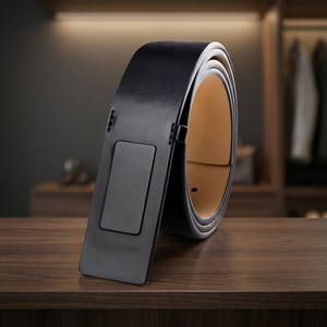 Nuevo Cinturón Casual de Cuero Vacuno Negro Marrón con Hebilla de Aleación Plateada de Cierre Automático, Estilo Simple para Hombre - Product Image 3