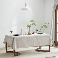 Nappe rectangulaire moderne blanche personnalisable en lin premium 100% français teint en fil, écologique, anti-taches, 185 GSM
