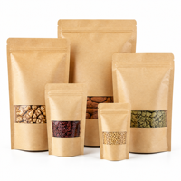 Sachet d'emballage personnalisé en aluminium doré avec fenêtre, fermeture éclair refermable, résistant à l'humidité, pour noix, haricots rouges, sucre et snacks
