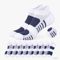 Chaussettes de sport athlétiques respirantes en maille avec logo personnalisé, rembourrées, en Spandex/Coton, coupe basse, compression, rayées, OEM, absorbant la transpiration