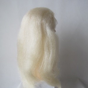 Set Completo di Parrucca <span class=keywords><strong>Bianca</strong></span> con Pizzo Trasparente, Barba, Sopracciglia e Baffi in Capelli Remy Annodati a Mano - Product Image 2