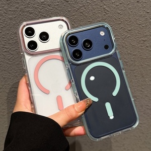 Senyork quality matel <b>camera</b> colours frame <b>magnetic</b> transparent mobile phone case clear cover for iPhone 12 13 14 15 16 17 pro - Product Image 6