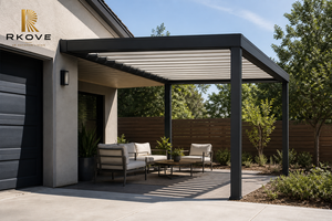 Pérgola de Aluminio RKOVE, Moderna, para Patio Exterior, Rectangular, con Recubrimiento de Polvo Negro, Cubierta para Jardín - Product Image 4
