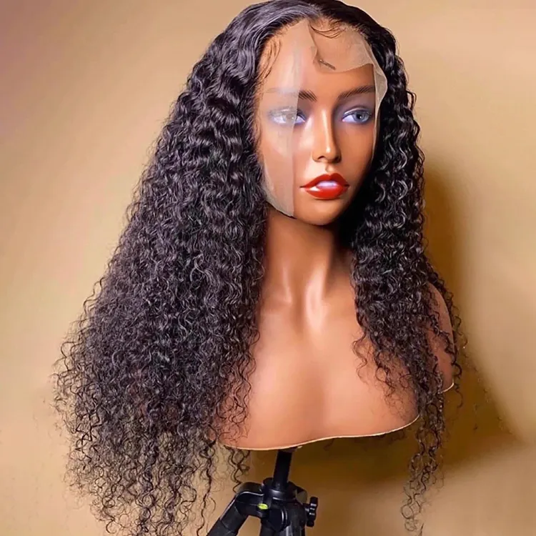 Cheap Wholesale Glueless Lace Closure 8A 10A Grade Lace Frontal Wigs Brazilian Human Hair Deep Wave Wig