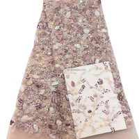 Tissu en dentelle française en tulle perlé en polyester écologique, prix de gros, pour robe de mariée, avec couleurs personnalisées et haute qualité