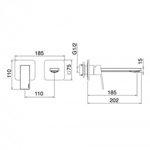 Treemme Pa36 da parete contemporanea miscelatore per lavabo a doppio manico termostatico a olio spazzolato a foro singolo senza contatto moderno - Product Image 2