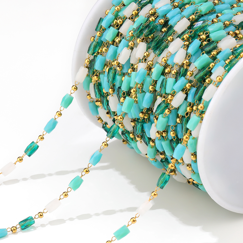 Wholesale Hot Selling 18k Gold Plated Bead Chain Crystal Chain Bracelet Necklace Bulk Chain for Jewelry Making