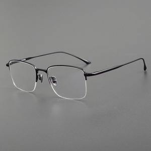 MIES Lunettes à demi-monture carrées en titane <span class=keywords><strong>de</strong></span> qualité supérieure Montures <span class=keywords><strong>de</strong></span> lunettes <span class=keywords><strong>de</strong></span> prescription <span class=keywords><strong>de</strong></span> haute qualité Design à la mode pour hommes et femmes - Product Image 3