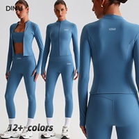Ensemble de yoga DIMU à séchage rapide, taille haute, effet ventre plat, coupe ajustée, veste et leggings longs pour femme, idéal pour la gym, la course et le fitness, logo personnalisé