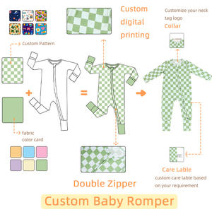 Tute da notte in cotone organico pagliaccetto <span class=keywords><strong>per</strong></span> bambini stampa personalizzata tutina bidirezionale con cerniera <span class=keywords><strong>per</strong></span> neonati abbigliamento neonato - Product Image 4