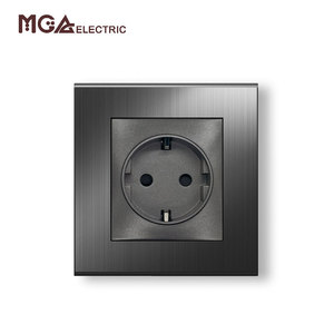 Enchufe de Pared Schuko Gris Cepillado MGA, 16A 250V, Certificado CE, Alemán, Empotrado, 86*86mm, para Instalación Eléctrica en Hogares y Hoteles - Product Image 2