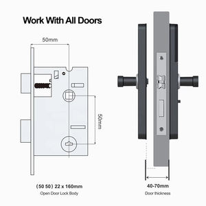 टलॉक स्मार्ट हैंडल लॉक डिजिटल फिंगरप्रिंट बायोमेट्रिक लॉक डिजिटल फिंगरप्रिंट कार्ड स्मार्ट डोर लॉक कुंजी के साथ - Product Image 5