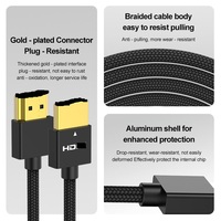 Câble HDMI 2.1 ultra-fin A221-3 8K durable, plaqué or, gaine en PVC tressé, pour projecteur, pour jeux vidéo et streaming vidéo