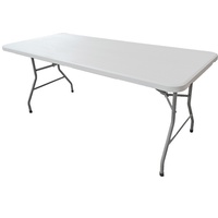 Table de marché extérieure moderne et minimaliste, résistante à l'huile, durable, pliable, en plastique HDPE blanc, design rectangulaire, directement de l'usine