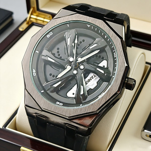 Reloj de Cuarzo de Aleación Poligonal en Oferta, Esfera Giratoria, Luminoso, Resistente al Agua, Moderno, Casual, para Hombre - Product Image 2