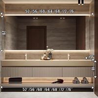 Meuble-lavabo mural de luxe moderne à double vasque cannelée avec vasque intégrée sans joint, miroir LED intelligent anti-buée et armoire