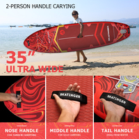 Planche de surf gonflable SUP personnalisée avec logo rouge Magma, spécialement conçue pour les plateformes e-commerce, par Skatinger