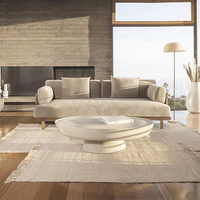 Table basse moderne en béton blanc avec base en verre design nordique écologique pour meubles de salon