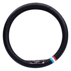 ปลอกหุ้มพวงมาลัยรถยนต์ 37-39 ซม. สีดำพรีเมียม ลายธงชาติ - Product Image 2