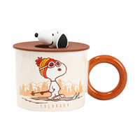 Mug en céramique rétro Snoopy avec couvercle 360ML, tasse à café pour couple, mug de bureau, vente en gros