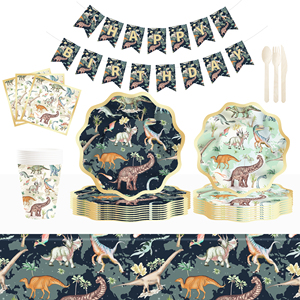 DAMAI - Juego de Vajilla Desechable de Papel con Diseño de Dinosaurios para Fiestas de Cumpleaños Infantiles - Product Image 3