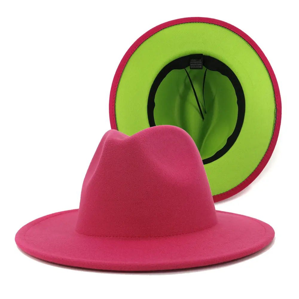 Sombrero fedora de lana falsa de 2 tonos, sombreros fedora con estilo, muchos colores, venta al por mayor