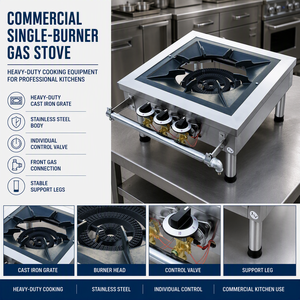 Fornello a <span class=keywords><strong>Gas</strong></span> Commerciale a 3 Fuochi per Ristoranti, Modello 2026, 600x600(+130)mm, Garanzia 1 Anno sulle Parti - Product Image 2