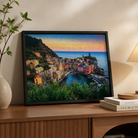 Puzzle personnalisé Villages Costiers des Cinque Terre 1000 pièces 700x500mm Planche grise Impression HD Découpe de précision Finition mate Boîte cadeau OEM