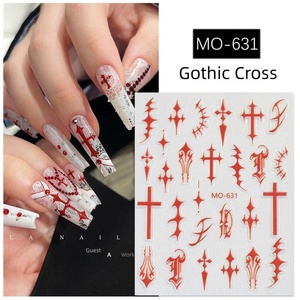 Pegatinas de Uñas Cruzadas en Rojo Intenso, Pegatinas de Uñas DIY para Uso en Salones de Belleza - Product Image 1