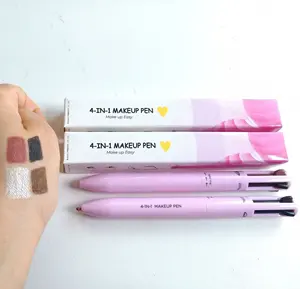 Wholesale 4 in one highlighter eyeliner lipliner eyebrow pen make up private label 4 in 1 makeup pen