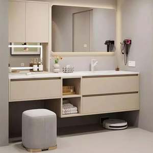 Oem Service Space Saving Multi Functional Master Bathroom Storage Cabinet with Led <b>Mirror</b> Sintered Stone Countertop Basin - Product Image 3