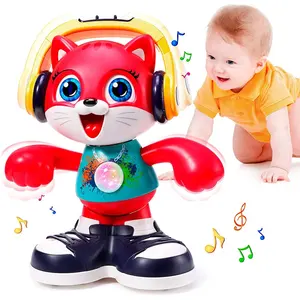 2022 early educational electric wagging tail dancing cat toy animal music & recording interactive robot cat for kids trending toys