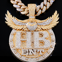 Muestras Rápidas, MOQ Bajo, Collar con Colgante Personalizado de Plata 925 y Moissanita VVS, Medallón Redondo con Diseño de Búho para Estilo Urbano Diario Masculino