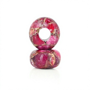 Cuentas de Piedras Preciosas Sueltas de Corindón Rubí Rosa de Alta Calidad de 14x8 mm, Cuarzo Natural, Orificio Grande de 5 mm, para la Fabricación de Joyería de Moda - Product Image 1