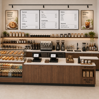 Mobiliario Modular Resistente, Impermeable y Ecológico con Recubrimiento en Polvo para Diseño Interior de Cafeterías y Tiendas Minoristas