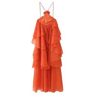 Vestido <span class=keywords><strong>Midi</strong></span> Sin Mangas Vintage de Verano para <span class=keywords><strong>Mujer</strong></span> 2026, Nuevo Diseño Floral con Decoración en Capas, <span class=keywords><strong>Vestidos</strong></span> de Gasa, Robe <span class=keywords><strong>Mujer</strong></span> - Product Image 5