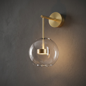 Minimalist Wall Lamp Clear Glass Globe Brass Finish E27 LED Bulb 3500K Warm White CRI 90 50,000 Hours Lifespan for Living Room - Product Image 4