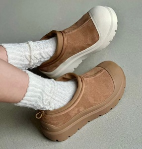 Mules d'hiver et d'automne en fausse fourrure épaisse à semelle compensée, style décontracté avec cordon élastique pour plus de chaleur, idéales pour les promenades sur neige. - Product Image 3