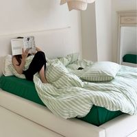 Draps de lit en coton biologique rayé lavé anti-bactérien pour hôtel, 100 % coton, vente en gros