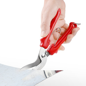 Cisailles multi-usages en acier inoxydable, rouge, qualité industrielle, pour la découpe de tôles et de fils, lames dentelées, Yangjiang, Chine - Product Image 2