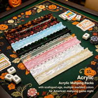 Supports de tuiles de mahjong en acrylique imitation nacre, organisateur avec barre de poussée intégrée, accessoires de mahjong pour jeu de société en intérieur