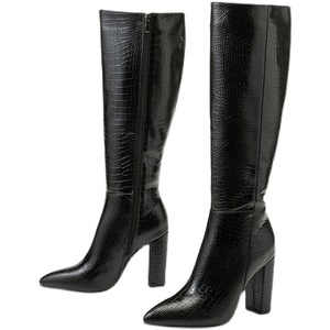 Botas Longas 2024 para Mulheres com Salto, Botas de Moda em Couro PU de Alta Qualidade, Botas Oversize para Mulheres até o Joelho - Product Image 2