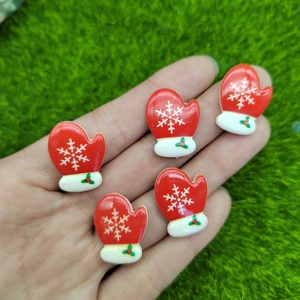 Mignonnes breloques mitaines de Noël en résine rouge pour accessoires de cheveux Slime <span class=keywords><strong>Topping</strong></span> - Product Image 1