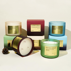 <span class=keywords><strong>Bougie</strong></span> parfumée en cire de soja de luxe haut de gamme, tendance, pour la décoration de la maison, personnalisée, en verre, à 3 mèches, pour le bain et le corps, vente en gros - Product Image 1