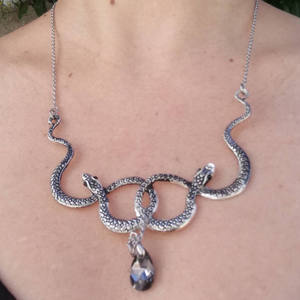 <span class=keywords><strong>Medusa</strong></span> — collier ras du cou <span class=keywords><strong>Serpent</strong></span> avec pendentif en cristal, chaîne Double <span class=keywords><strong>Serpent</strong></span>, bijou noir - Product Image 6