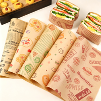 Kertas roti tahan minyak ramah lingkungan sekali pakai dengan cetakan khusus untuk pembungkus makanan, sandwich, makanan deli, dan roti