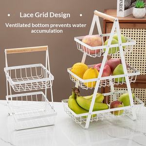 <span class=keywords><strong>Cesta</strong></span> de drenaje de alambre metálico HUOLI Factory Outlet, estante de almacenamiento multifuncional para cocina, <span class=keywords><strong>cesta</strong></span> de almacenamiento de <span class=keywords><strong>rejilla</strong></span> hueca de tres capas - Product Image 1