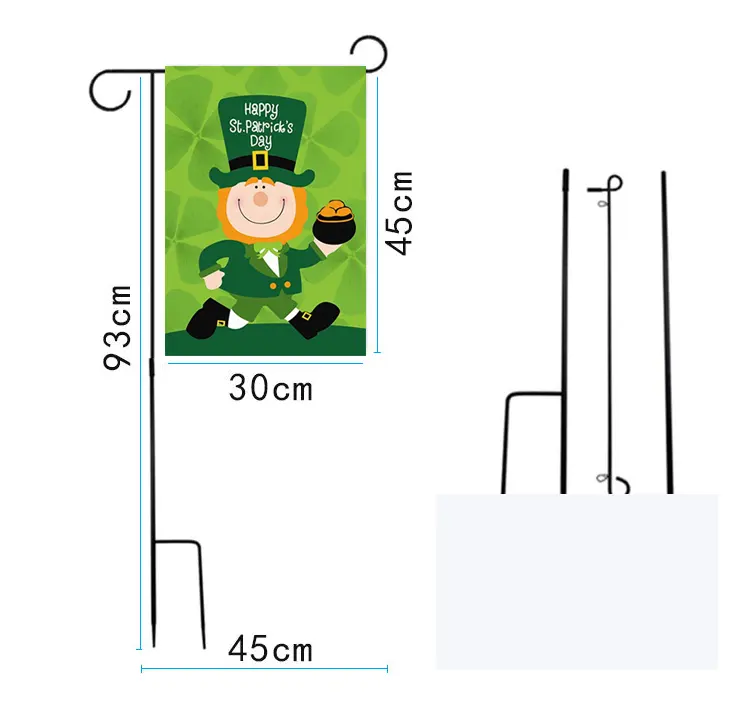 Impresión por sublimación de alta calidad, 30x45cm, Bandera de césped de patio de doble cara, Bandera de jardín en blanco de línea azul de 12x18 pulgadas con soporte de poste