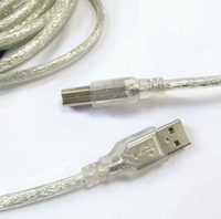 Kabel Printer USB 2.0 1.5m, Tipe A Male ke B Male, Kabel Persegi, Inti Ferit Ganda, Transparan Putih, Teranyam, untuk Scanner, Printer 3D, MIDI, DAC